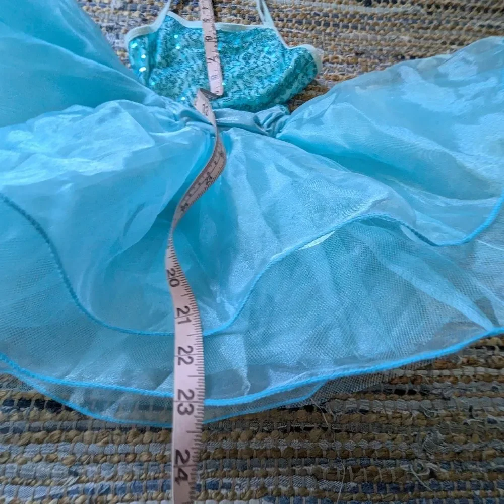 Light Blue Princess Tulle Sequin Costume Dress XL Kids Fairy Castlecore Hallowee
